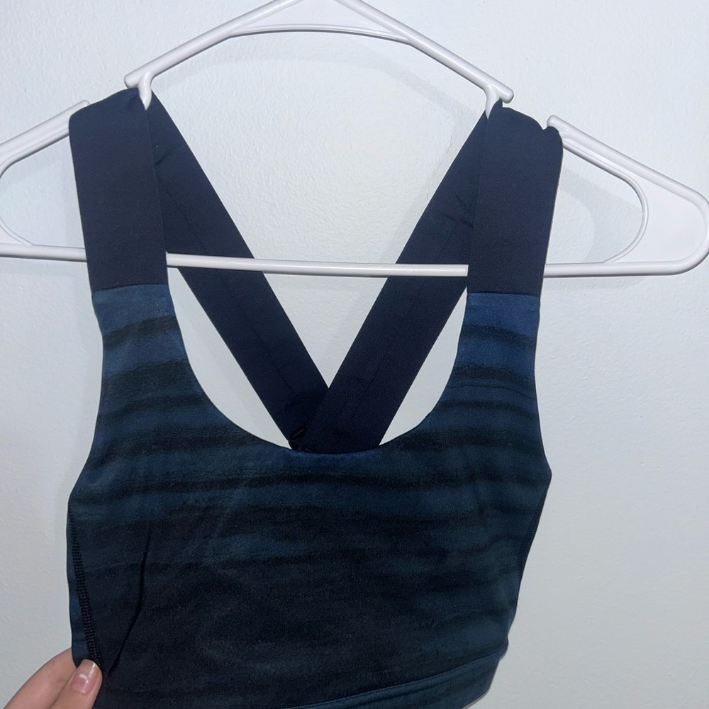 Lululemon Adjustable Blue and Black Striped Bra